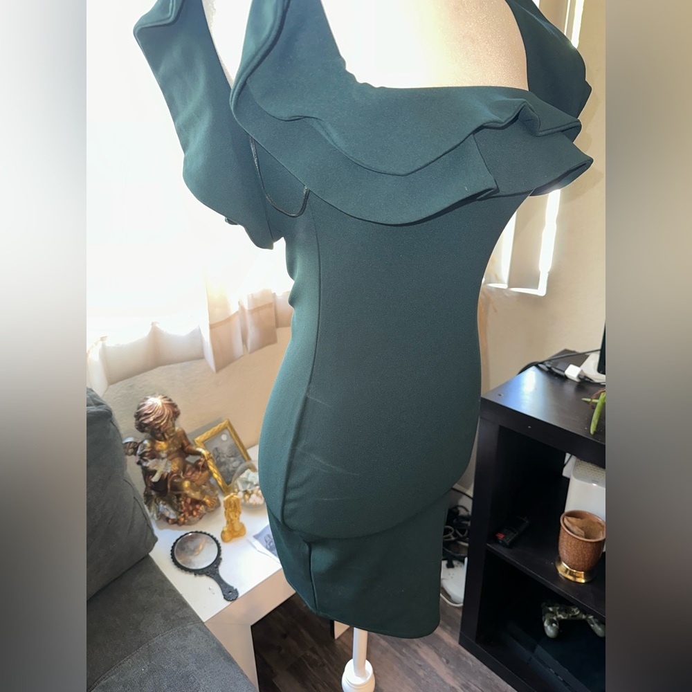 Mind Code Green Ruffle Dress Size Small - Picture 5 of 16